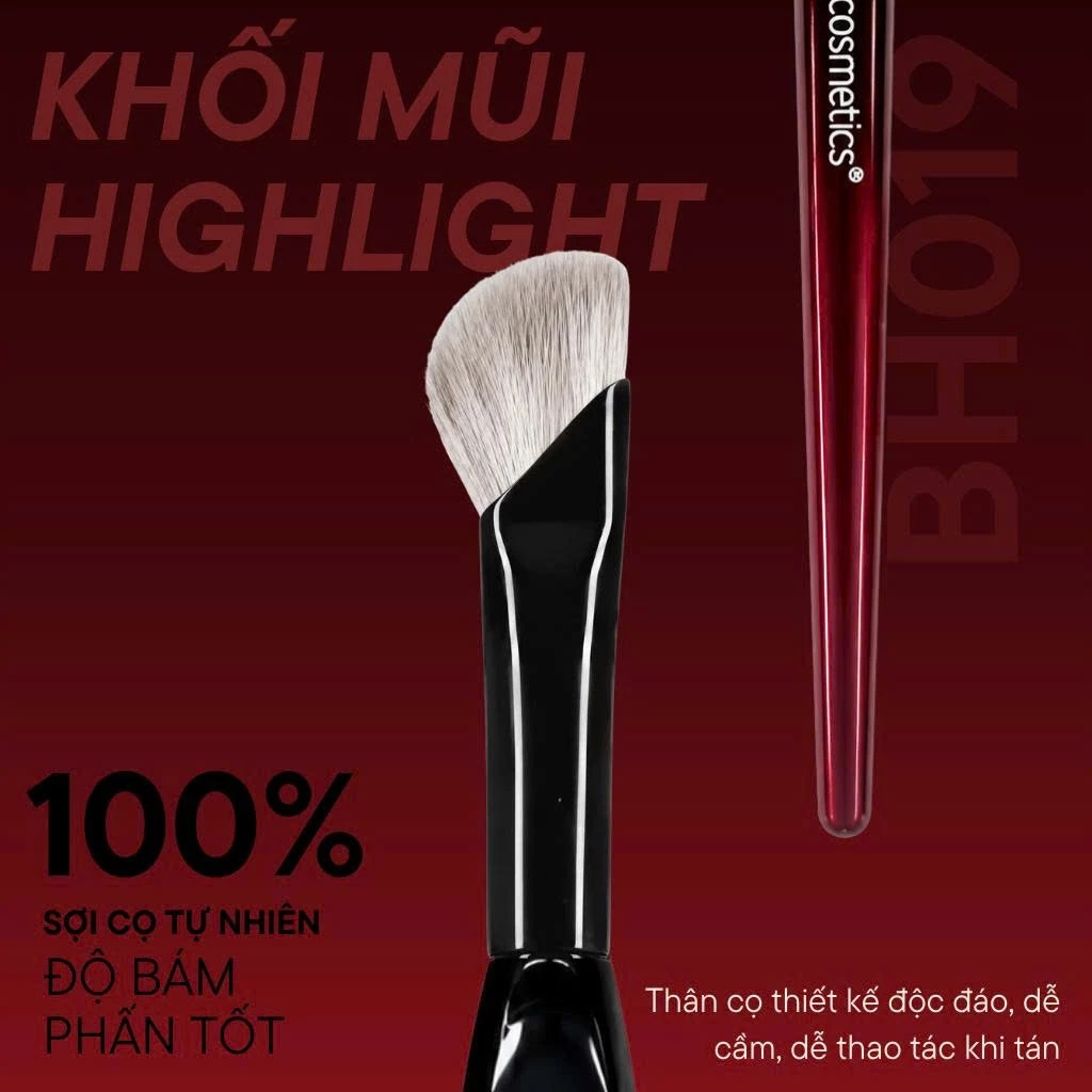Cọ tạo khối mũi kem highlight vùng sáng BH Cosmetics Half Fan Highlighter Brush BH019